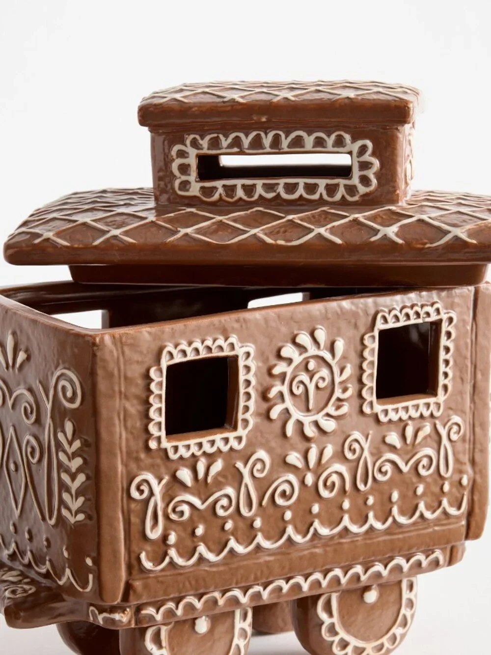 Christmas In July! Brand New Pottery Barn Handcrafted Gingerbread Train Set